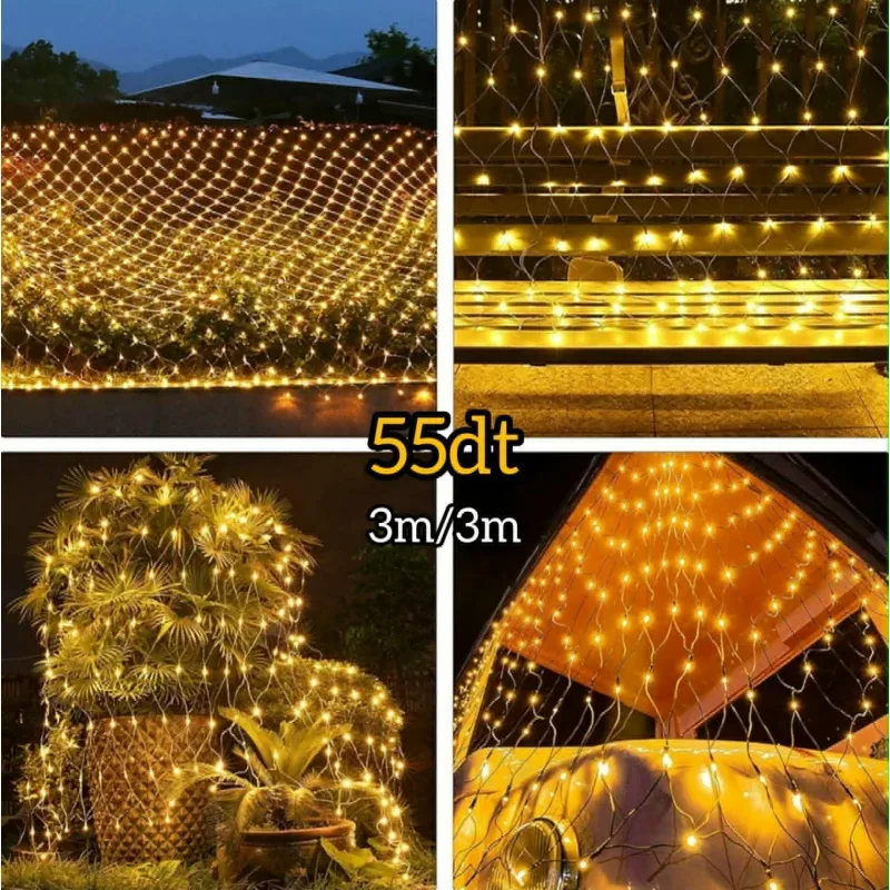 Filet de Guirlande Lumineuse LED 3 x 3 m Jaune Chaud | Top Déco Tunisie